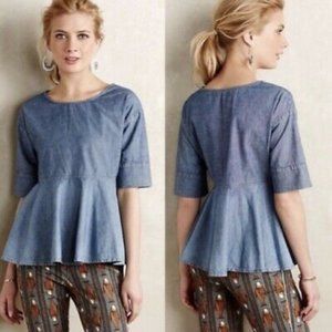 AG Adriano Goldschmied Chambray Peplum Denim Top